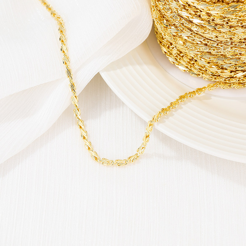 COPPER PLATED 14K REAL GOLD SWASCAST CHAIN COLOR-RETAINING DIY CHAIN BUCKLELESS NECKLACE LOOSE CHAIN BRACELET ACCESSORIES MATERIAL HAND-MADE ACCESSORIES