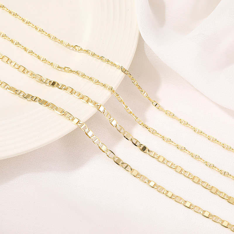 COLOR-RETAINING JAPANESE CHAIN 14K GOLD-FILLED CHAIN DOUBLE HOLE NECKLACE HANDMADE LOOSE CHAIN DIY BRACELET JEWELRY ACCESSORIES MATERIAL