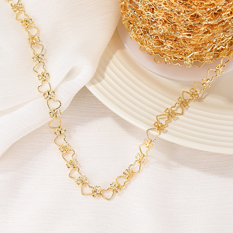 HANDMADE CHAIN COPPER PACKAGE 14K REAL GOLD LOVE CHAIN WATER DROP PLUM BLOSSOM LOOSE CHAIN NECKLACE DIY ACCESSORIES BRACELET TASSEL JEWELRY