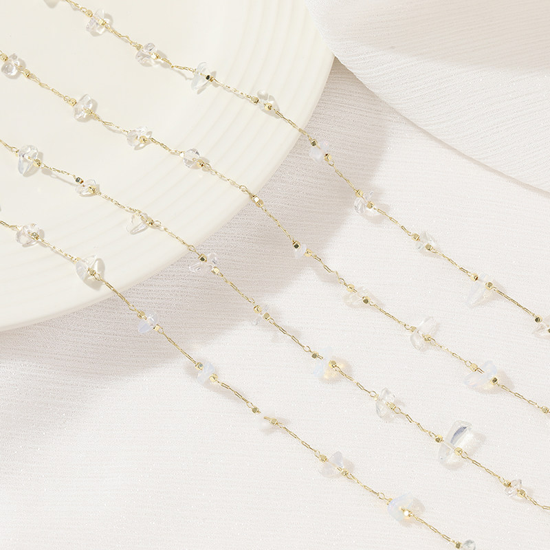 TRANSPARENT WHITE NATURAL STONE COLOR-KEEPING CHAIN BAG 14K REAL GOLD HANDMADE LOOSE CHAIN DIY BRACELET NECKLACE NECKLACE WOMENS MAKING MATERIALS