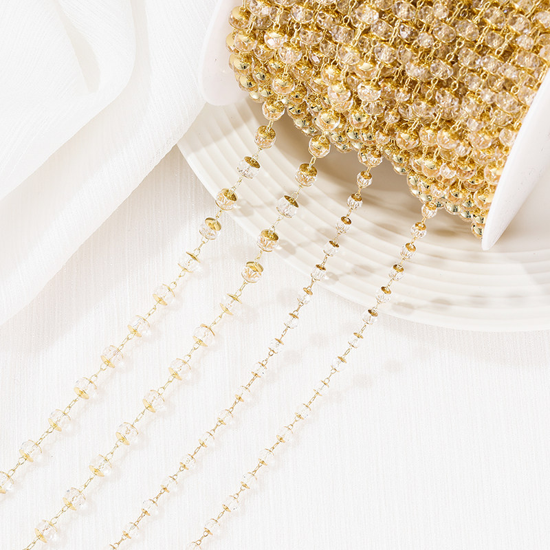 COLOR-RETAINING COPPER PLATED 14K REAL GOLD HOLDER CRYSTAL BEAD CHAIN EYE CHAIN HANDMADE DIY LOOSE CHAIN BRACELET NECKLACE ACCESSORIES