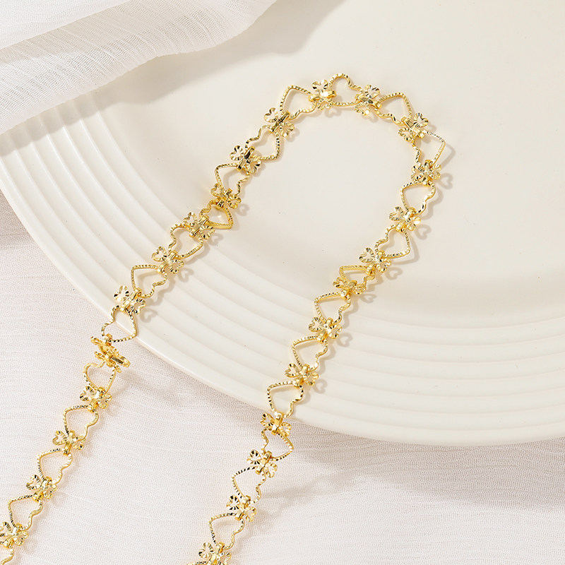 HANDMADE CHAIN COPPER PACKAGE 14K REAL GOLD LOVE CHAIN WATER DROP PLUM BLOSSOM LOOSE CHAIN NECKLACE DIY ACCESSORIES BRACELET TASSEL JEWELRY