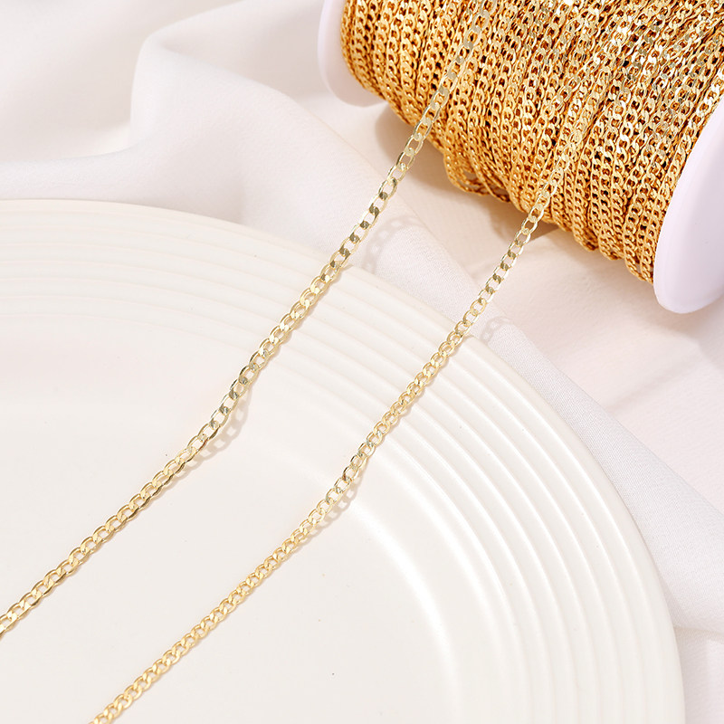 14K GOLD-FILLED COLOR-RETAINING FLATTENED O-SHAPED CHAIN LOOSE CHAIN CHAIN DIY NECKLACE CLAVICLE CHAIN ORNAMENT BRACELET EARRING MATERIAL