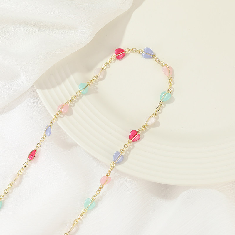 14K PACKAGE REAL GOLD COLOR-PRESERVING PEACH HEART CRYSTAL BEAD CHAIN DIY CHAIN NECKLACE BRACELET TASSEL MATERIAL LOOSE CHAIN EARRINGS ACCESSORIES