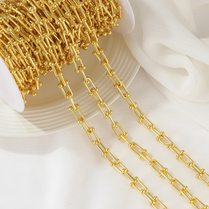 14K GOLD COLOR-PRESERVING U-SHAPED CHAIN EUROPEAN AND AMERICAN STYLE CHAIN HANDMADE NECKLACE DIY MATERIAL BRACELET EARRINGS JEWELRY LOOSE CHAIN