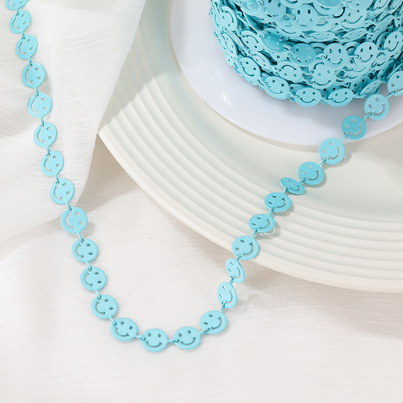 NEW COLOR-RETAINING DISC SMILEY FACE CHAIN MULTI-COLOR BRACELET DIY MATERIAL JEWELRY ACCESSORIES NECKLACE TASSEL HANDMADE LOOSE CHAIN