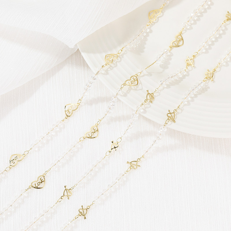 COPPER PLATED 14K GOLD COLOR-RETAINING CRYSTAL BEADS LOVE CHAIN DIY NECKLACE CUPID ARCHER CHAIN LOOSE CHAIN ACCESSORIES