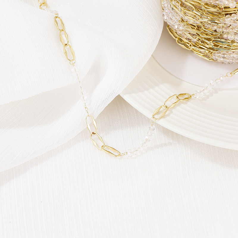 COPPER PLATED 14K GOLD COLOR-RETAINING LONG O CHAIN STRING CRYSTAL BEAD CHAIN HANDMADE DIY NECKLACE BUTTERFLY HOOP BRACELET LOOSE CHAIN ACCESSORIES