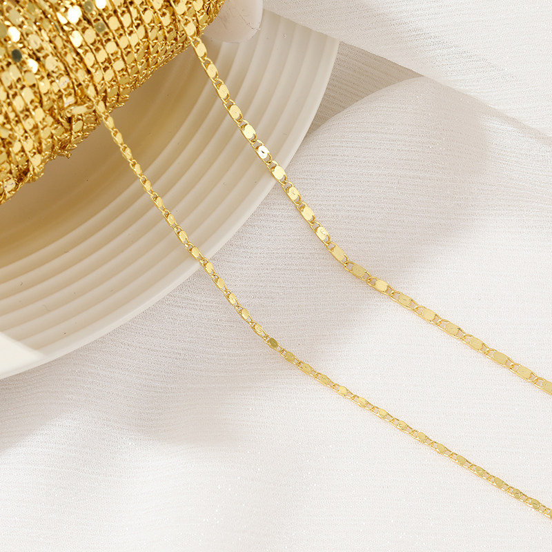 COPPER PLATING 14K REAL GOLD COLOR-RETAINING WELDED DISC CHAIN DIY NECKLACE LOOSE CHAIN BRACELET ACCESSORIES MATERIAL HANDMADE ACCESSORIES