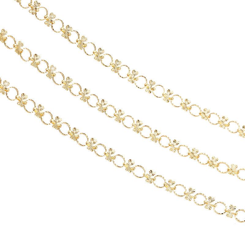 HANDMADE CHAIN COPPER PACKAGE 14K REAL GOLD CHAIN DIAMOND ROUND LOOSE CHAIN NECKLACE DIY ACCESSORIES BRACELET TASSEL JEWELRY MATERIAL