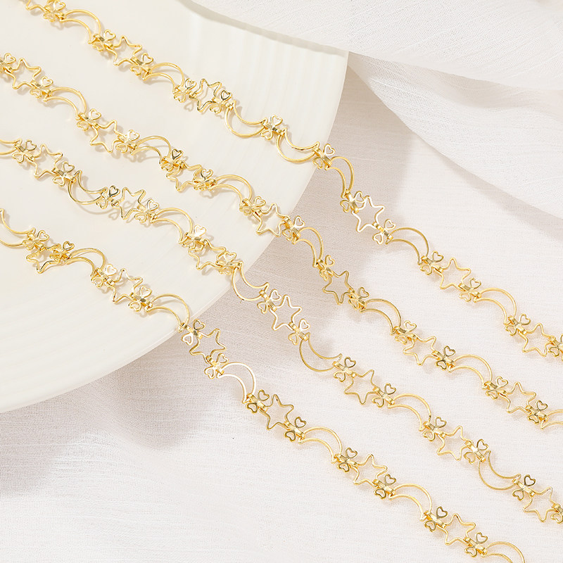 HANDMADE CHAIN COPPER PACKAGE 14K REAL GOLD STAR CHAIN MOON LOOSE CHAIN NECKLACE DIY MATERIAL ACCESSORIES BRACELET TASSEL JEWELRY