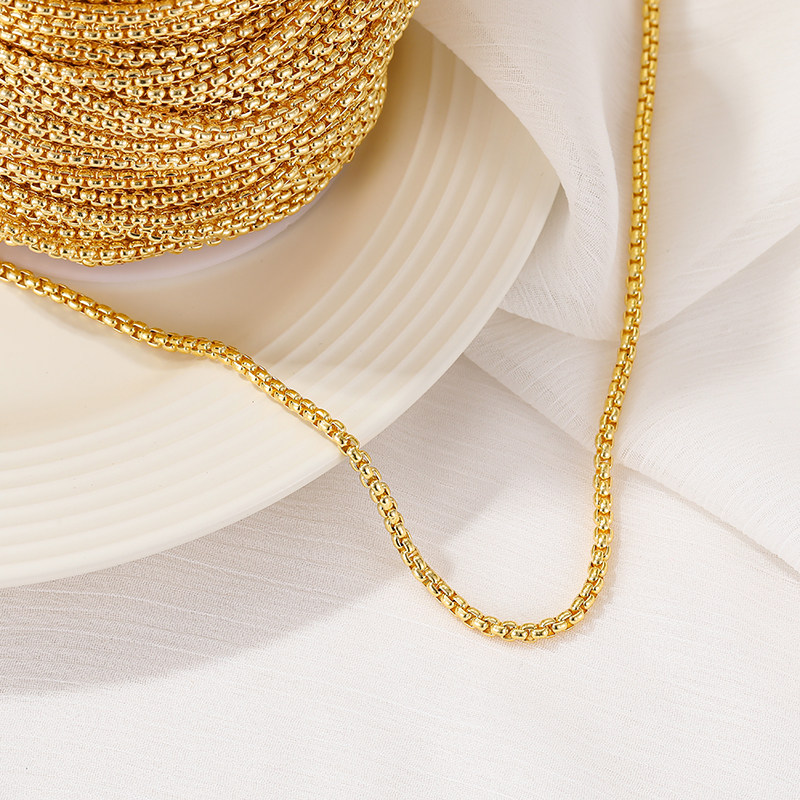 14K GOLD-FILLED COLOR-PRESERVING BOX CHAIN NECKLACE BRACELET DIY MATERIAL FINE CHAIN CHAIN TASSEL HANDMADE LOOSE CHAIN JEWELRY ACCESSORIES