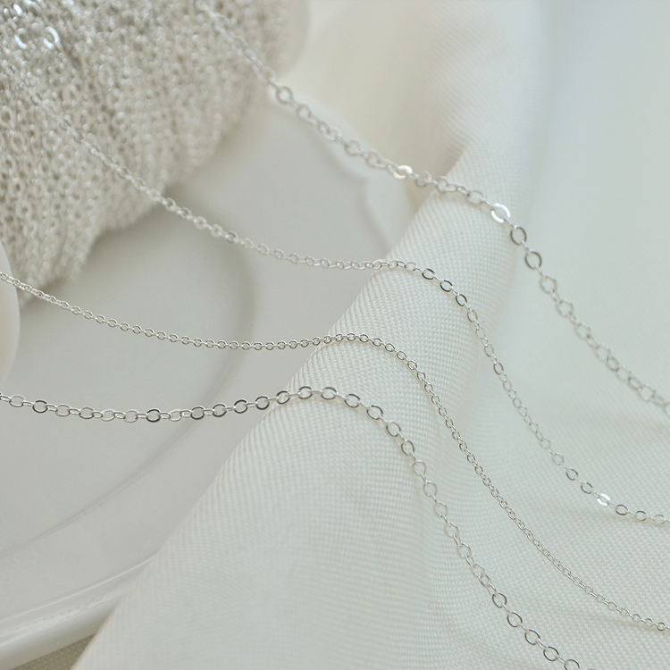 COPPER CHAIN PLATED S  COLOR-PRESERVING FLAT O-CHAIN CROSS CHAIN SILVER-COATED LOOSE CHAIN HANDMADE DIY NECKLACE JEWELRY ACCESSORIES