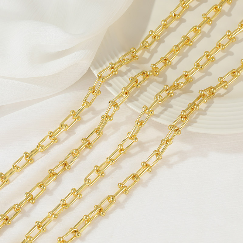 14K GOLD COLOR-PRESERVING U-SHAPED CHAIN EUROPEAN AND AMERICAN STYLE CHAIN HANDMADE NECKLACE DIY MATERIAL BRACELET EARRINGS JEWELRY LOOSE CHAIN