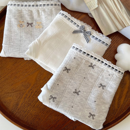 10A类抗菌纯棉内裤女加长裆可爱小熊婴儿棉中腰包臀少女三角裤头