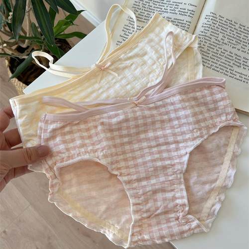 独立包装日系格子纯棉内裤女