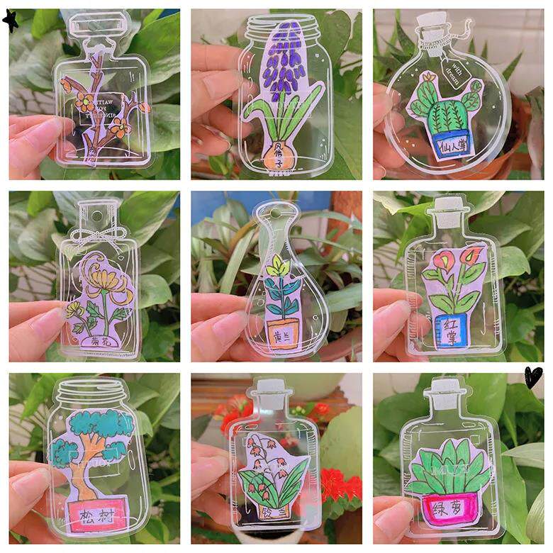 幼儿园美工区环创许愿瓶pet贴纸手帐本装饰素材贴diy自制干花书签