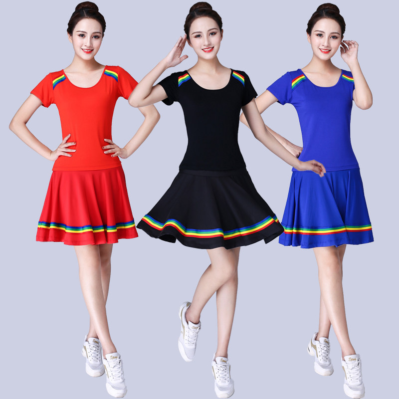 夏广场舞服装新款裙子衣服跳舞服女套装中老年运动健身操舞服