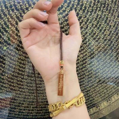 泰国佛牌 ekk四方来财小金砖吊坠 小金条项链