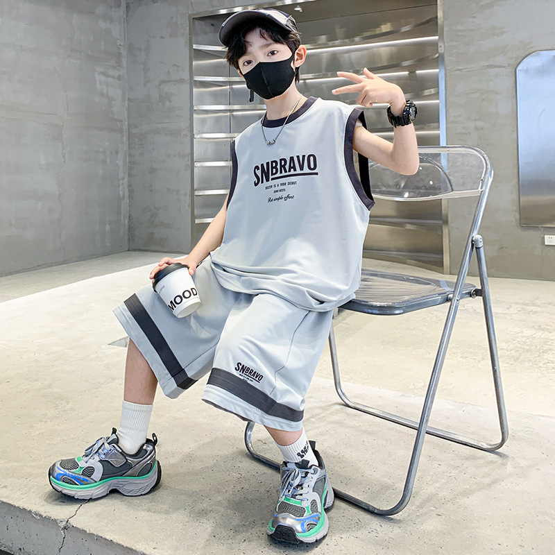 儿童装男童夏装无袖套装2025新款夏季中大童运动夏款帅气背心速干