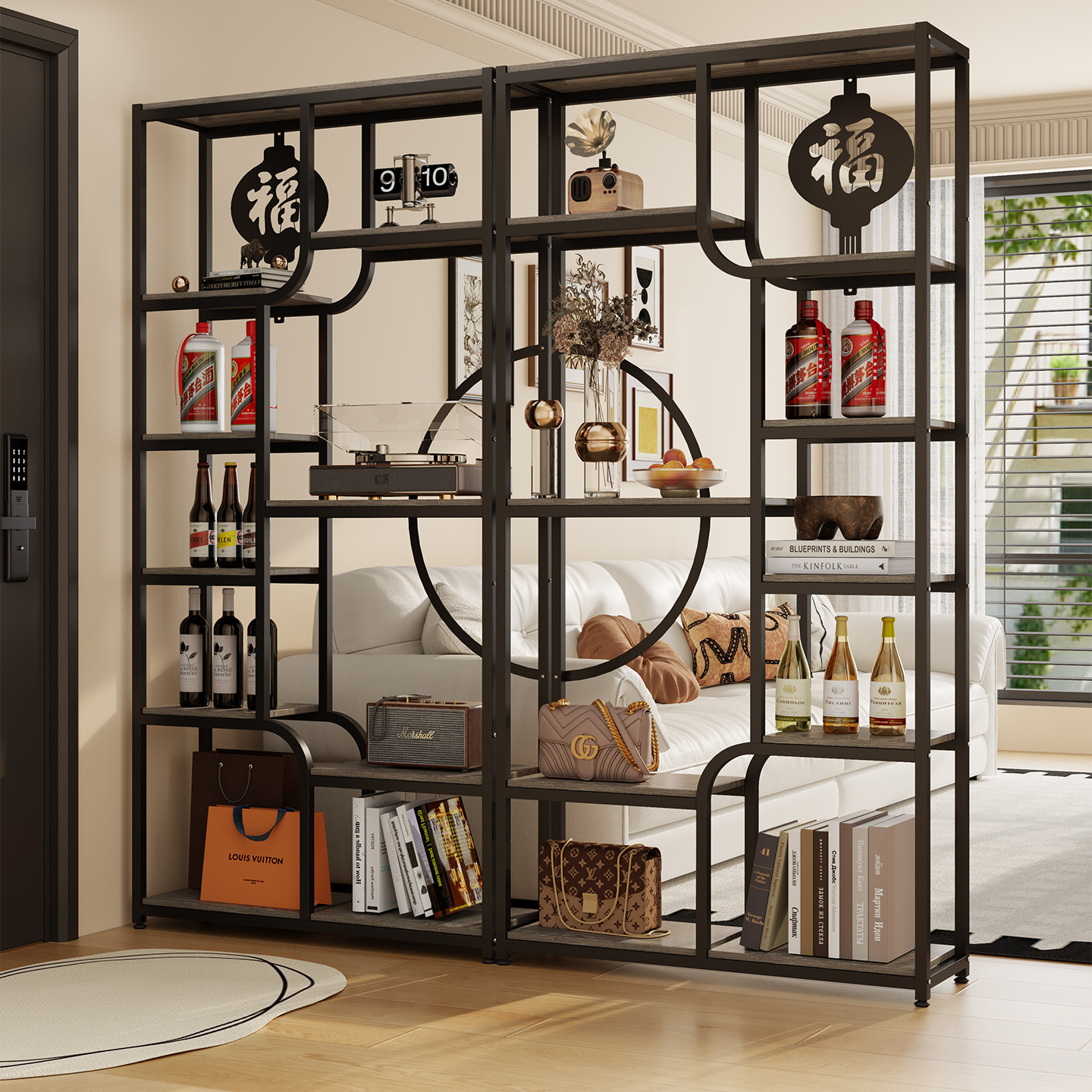 铁艺置物架客厅隔断屏风博古架酒店民宿花架办公室展示架艺术书架,商业/办公家具,置物架/陈列架/储物架/展示架,淘宝优惠券,粉丝福利购,淘宝优惠卷