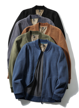 秋冬新款男士保暖夹克加绒奥利绒棒球领卫衣休闲潮开衫4124-16069