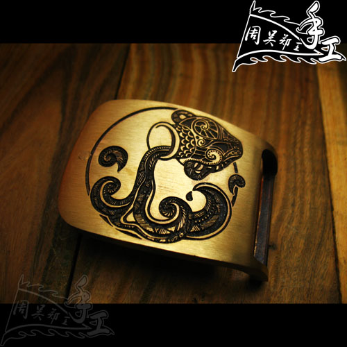 R Brass Handmade belt scalp belt accessories / buckle Aquarius of 12 constellations