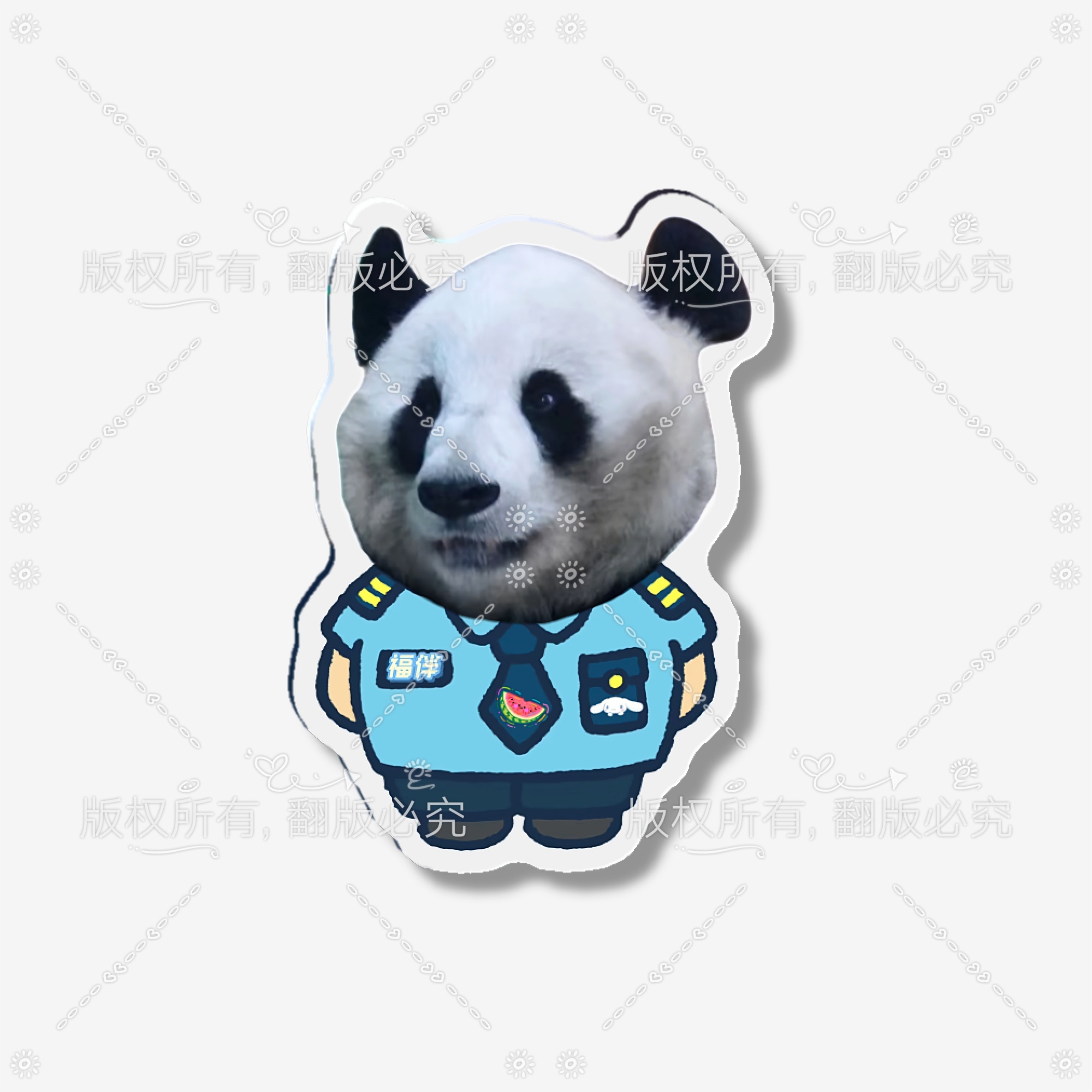 大熊猫福伴周边小保安系列亚克力冰箱贴5cm