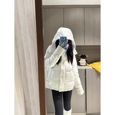 商场同款wunder puff女保暖五格泡芙鹅绒服露露短款连帽羽绒外套