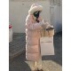 2024新款 外套 冬季 牛角扣羽绒服女中长款 宽松加厚白鸭绒大毛领韩版
