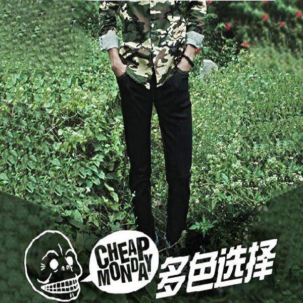 CHEAP MONDAY ORIGINAL SINGLE COLOR SLIM FEET PENCIL PANTS MENS CASUAL JEANS TRENDY MALE HIP-HOP COSTUMES