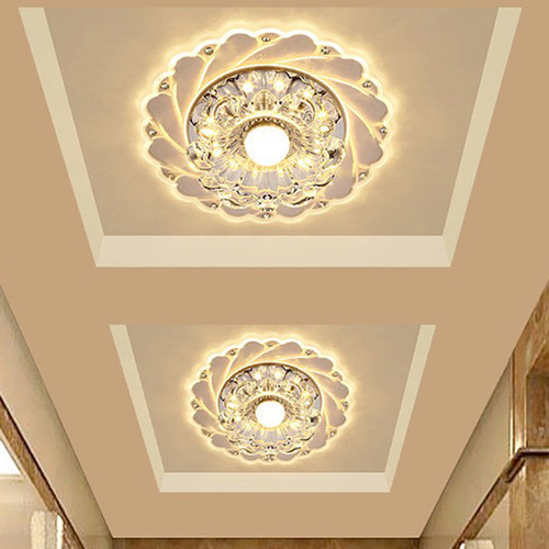 客厅七彩led筒灯过道走廊水晶灯