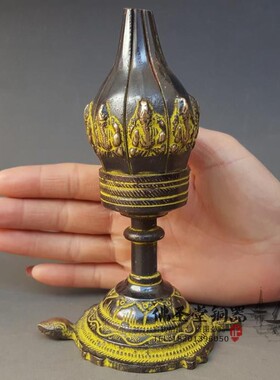 尼泊尔纯铜烛台佛像古玩装饰品