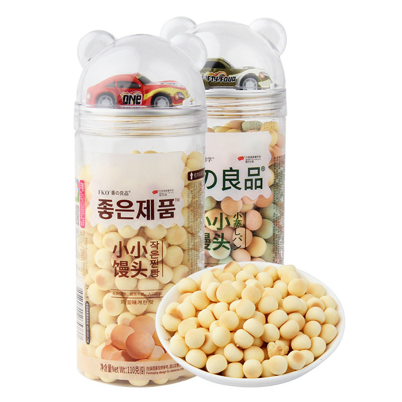 fko小馒头磨牙饼干110g鸡蛋果蔬味彩色馒头儿童零食送玩具