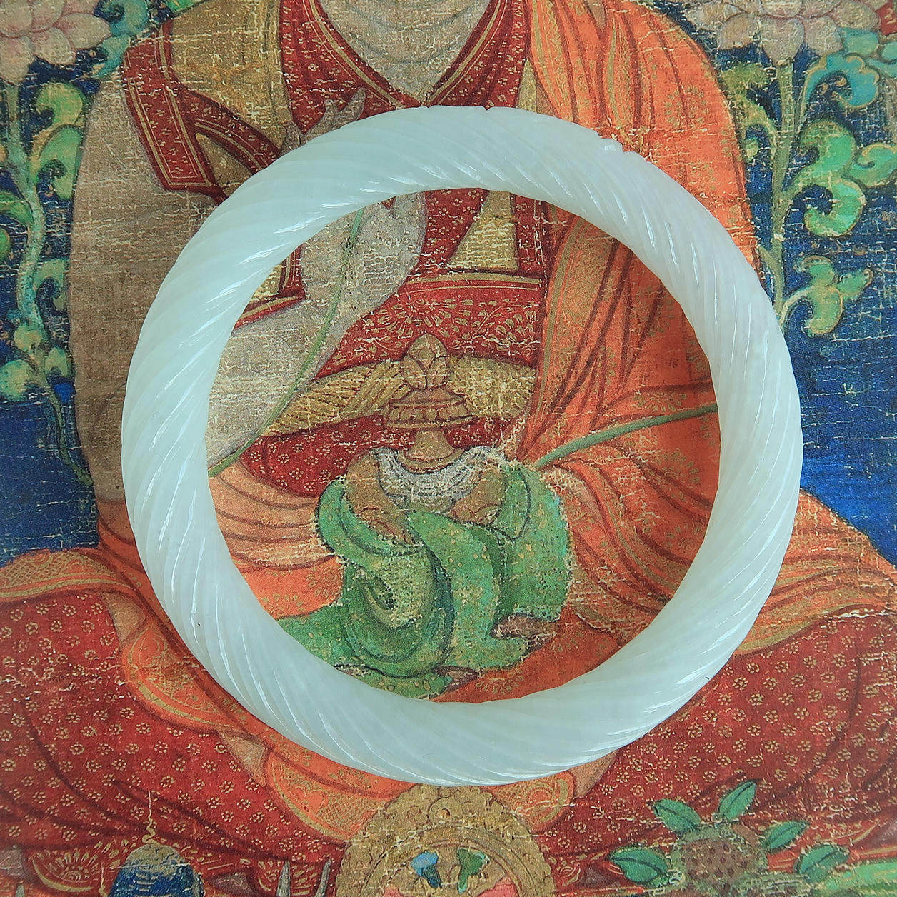 {冰肌玉骨}56隆和斋藏老种缅甸翡翠手镯麻花镯子冰种手工精雕玉器