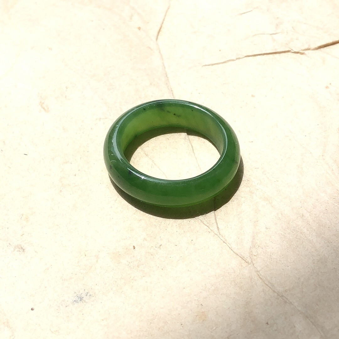 老料和田碧玉戒指新疆籽料超绿清新天然玉器指环王扳指可做挂件