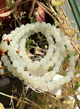 新疆和田白玉籽项链项圈手串手链108佛珠三通白度一流径6白玉无暇