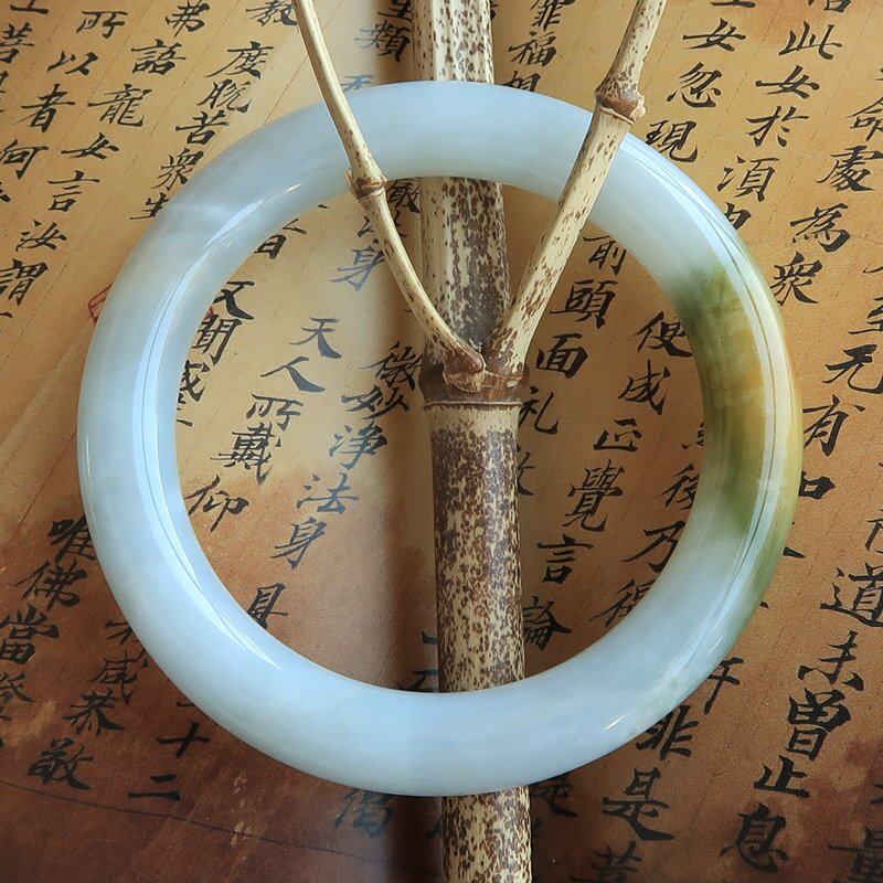 {悠然}隆和斋藏56缅甸翡翠手镯天然黄翡冰糯种天珠圆条镯子超值价
