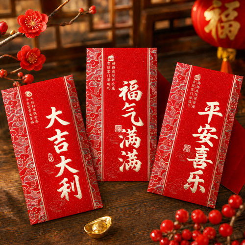 2027羊年新款硬纸红包袋利是封结婚新年快乐千元新款创意红包