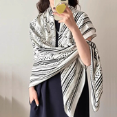 亚马逊庆典 丝绒真丝羊毛羊绒140大方巾围巾空调披肩 2025年新款