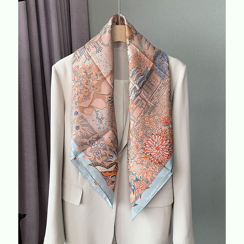 一千片丝绸叶子 秋冬温柔色18姆斜纹双面真丝丝巾桑蚕丝90大方巾