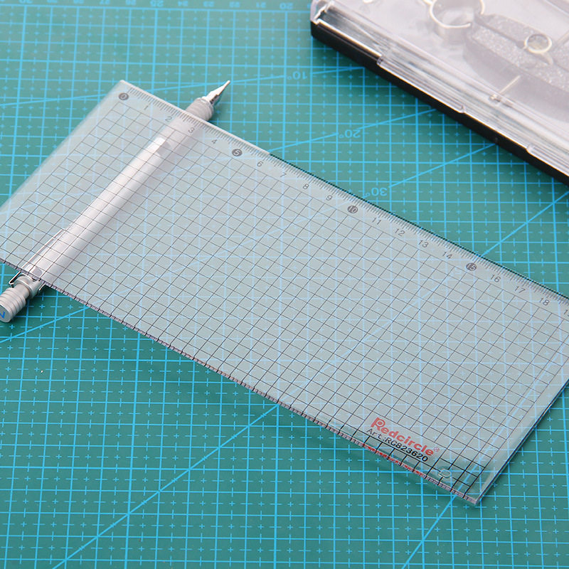 红环九宫格模板尺高透明度测量绘图网格小方格米字网眼动漫格子尺
