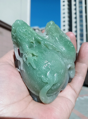 彩云轩印章青海翠青龙龟和田玉