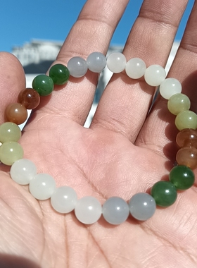 和田玉羊脂玉糖玉碧玉多宝手链串