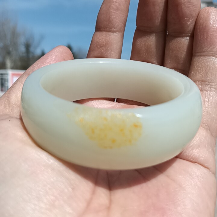 彩云轩精品玉器95.3克新疆和田玉羊脂玉白玉籽料手镯56圈口