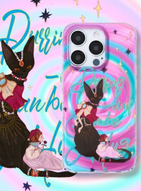 【支持17】梦幻流光宿命螺旋纹黑猫宝石艺术家授权日韩透明IMDiPhone16ProM苹果15华为mate70旋转少女高级感