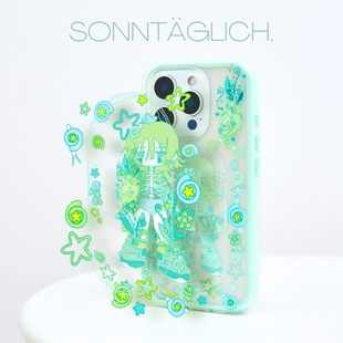 【正版授权】永远星期天潮湿胶囊双层磨砂透明手机壳艺术家设计苹果1615promax全包高级手感艺术家联名新品