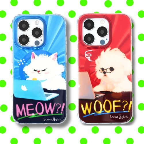 打工猫狗双层imd闪粉苹果卡通