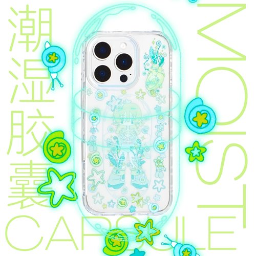 【支持17】潮湿胶囊蓝绿OC双层夏日复古艺术家透明手绘简约日韩IMDiPhone16ProM苹果15华为mate70正版授权