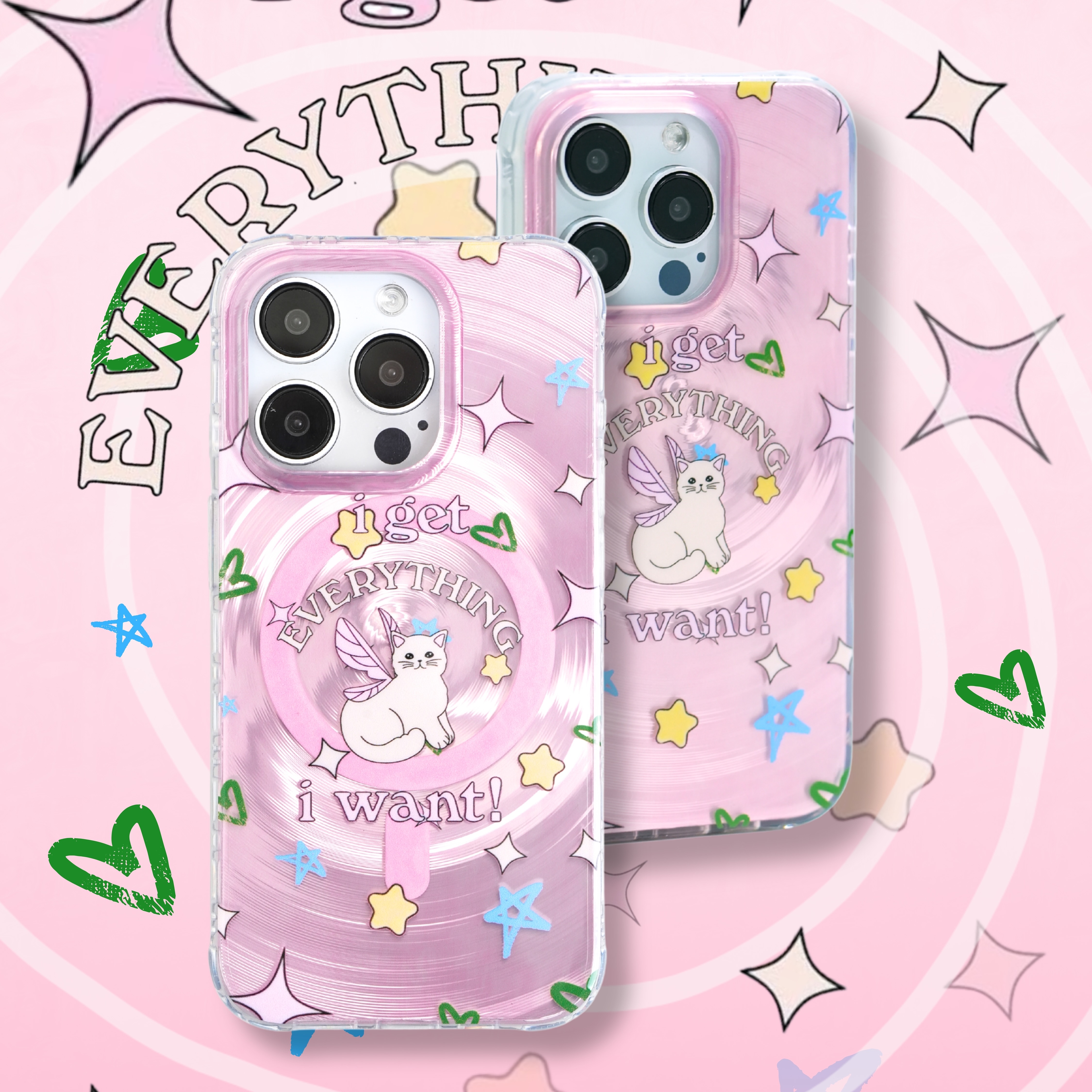 【let's许愿】梦幻流光许愿仙女猫猫粉艺术日韩透明IMDiPhone16ProM苹果15华为p70mate60旋转少女高级感